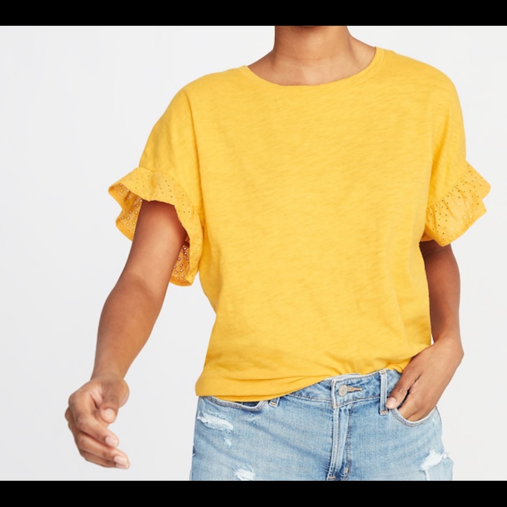 Yellow old navy ruffle sleeve top